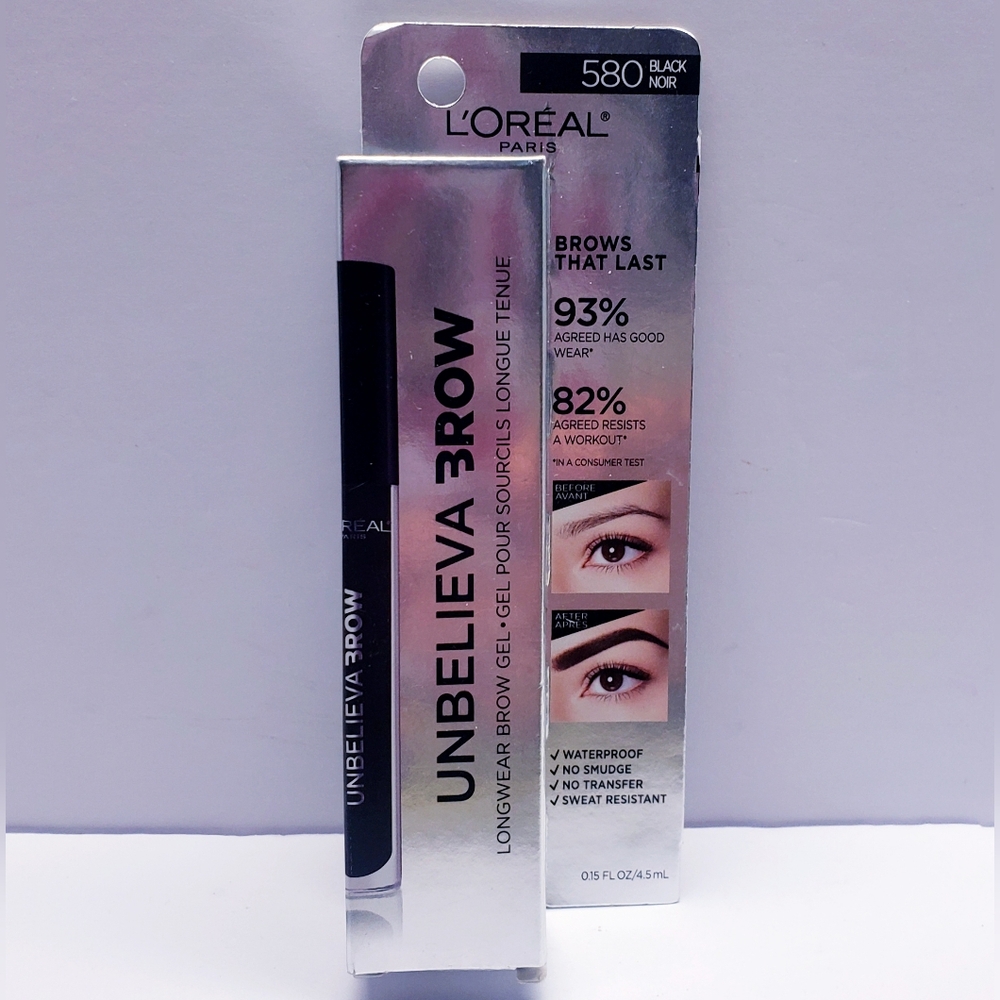 L’Oréal Paris Unbelieva-Brow Longwear Waterproof Tinted Brow Gel, 580 BLACK